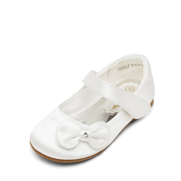 Toddler Girl's Ballerina Bow Flats - WHITE SATIN -  0